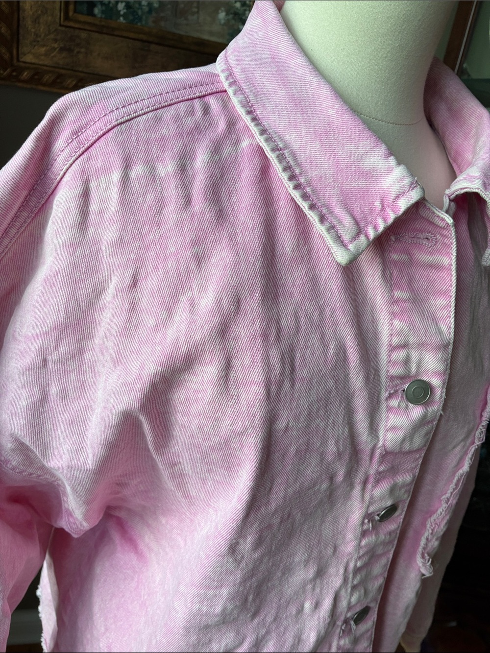 Celebrity Pink Acid Washed Oversized Denim Shacket Size Medium - Picture 3 of 8
